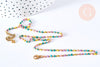 Bracelet ou collier acier doré 14k résine multicolore,chaine dorée, bracelet chaîne fine,2-3mm,19cm, x1 G3774