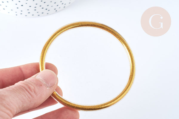 Bracelet plastique PVC paillettes doré 6.3cm, x1 (G7229)