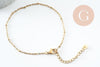 Bracelet réglable chaine satellite acier 304 doré inoxydable 18.5cm, x1 (G9595)