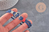 Adjustable polyester cord bracelet, platinum zamak anchor 21.5cm, x1 VALID