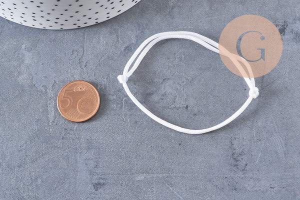 Bracelet réglable cordon polyester blanc vert rouge 1-17cm, x1 (G10828)