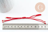 Bracelet réglable cordon polyester laiton & acier 304 doré 18K 24.5cm, x1 (G9575)