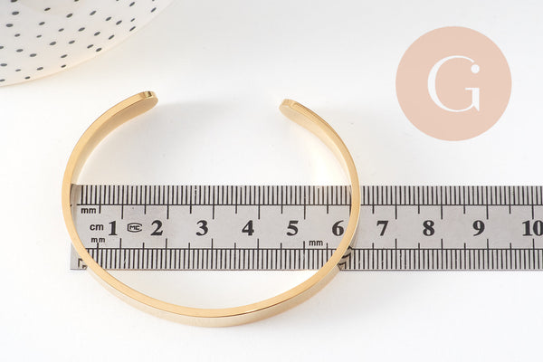 Bracelet réglable jonc lisse acier 304 inoxydable doré 50x63mm, x1 (G4912)