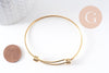 Bracelet réglable jonc lisse acier 304 inoxydable doré 63-65mm, x1 (G2915)