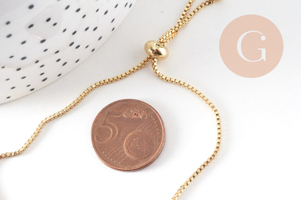 Bracelet réglable laiton doré 14k cadenas et clef zircon, bracelet laiton or, sans nickel, bracelet zircon doré,26cm, x1 (G2572)