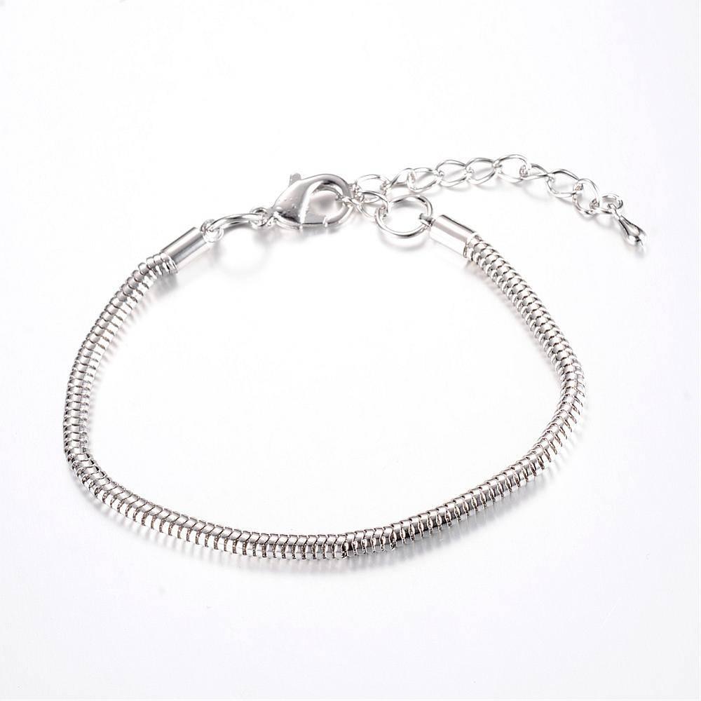 Bracelet serpent platine type Pandora complet AVEC ExTENSION 18cm, x1 (G2382)