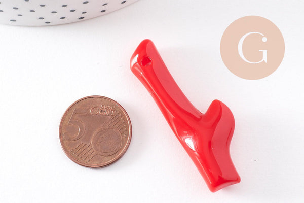 Branche corail acrylique rouge, perle acrylique, corail rouge, coquillage bijou,45mm,x5 (G0186)