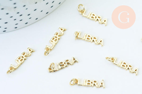 Breloque Balance laiton doré 18k,sans nickel,création bijoux astrologique, pendentif horoscope,17.5mm, x1 (G6045)