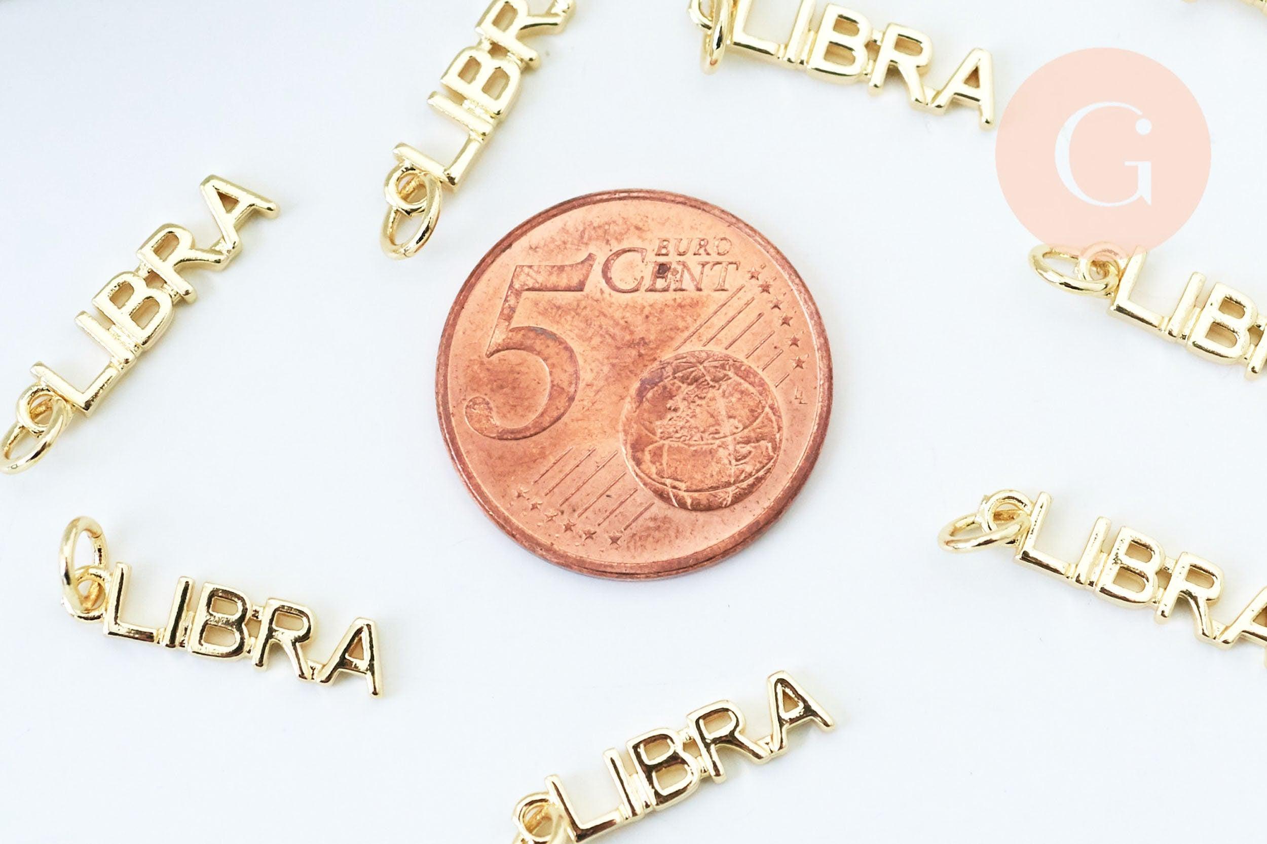 Breloque Balance laiton doré 18k,sans nickel,création bijoux astrologique, pendentif horoscope,17.5mm, x1 (G6045)