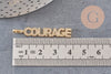 Breloque COURAGE laiton doré 18k cristal 40mm,Pendentif zircon pour création bijoux DIY, x1 (G6359)
