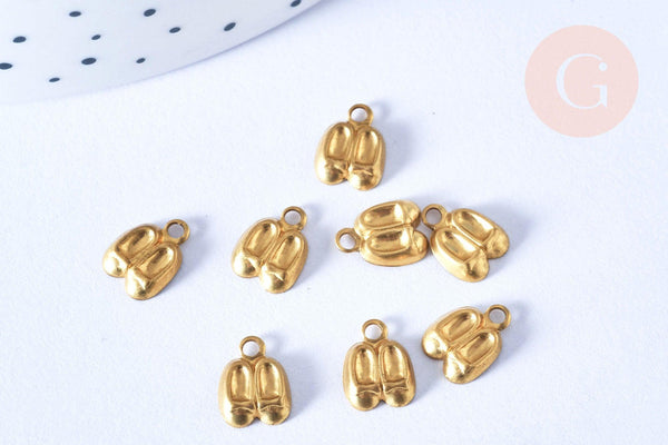 Breloque Chaussures ballerines laiton brut ~7mm, fournitures bijoux création bijoux, x 5 G6552