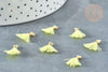 Breloque Pompon jaune clair polyestère support doré 10-15mm,décoration pompon, pompon boucles,fabrication bijoux bohème, x10 (G8219)