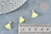 Breloque Pompon jaune clair polyestère support doré 10-15mm,décoration pompon, pompon boucles,fabrication bijoux bohème, x10 (G8219)
