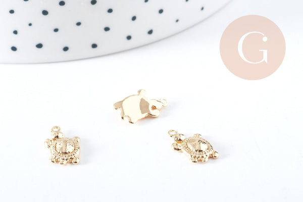 Breloque Tortue de mer laiton doré 14.5x9x3mm, x1 (G8961)