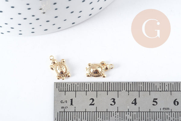 Breloque Tortue de mer laiton doré 14.5x9x3mm, x1 (G8961)