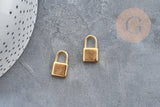 Breloque cadenas acier 304 doré 18k inoxydable 18mm, création bijoux amour, x1 (G2612)