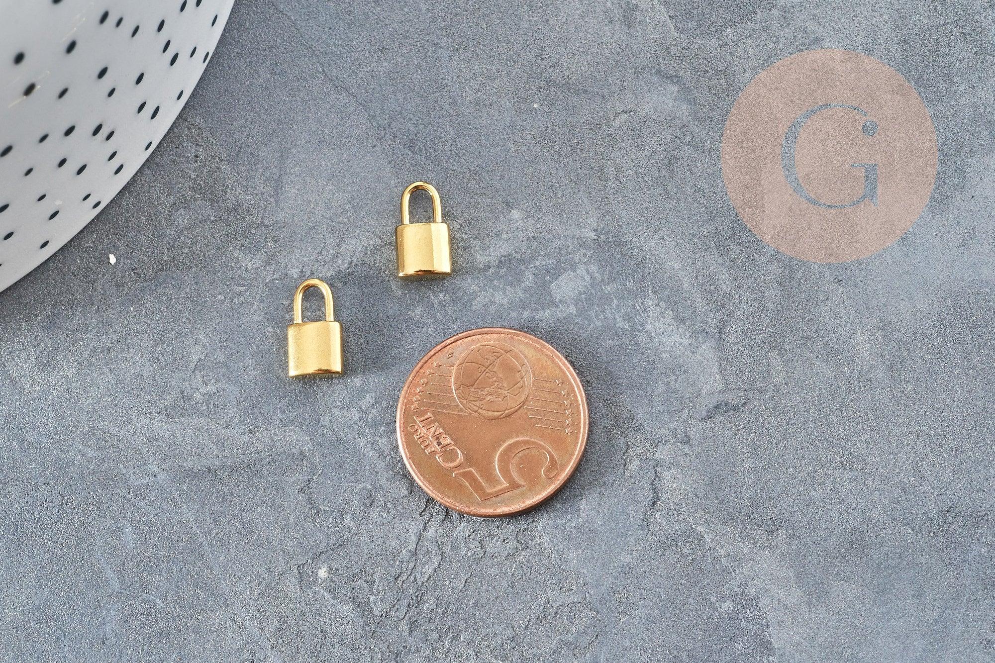 Breloque cadenas en acier 304 inoxydable 11mm,fourniture acier inoxydable pour création bijoux, x2 (G2611)