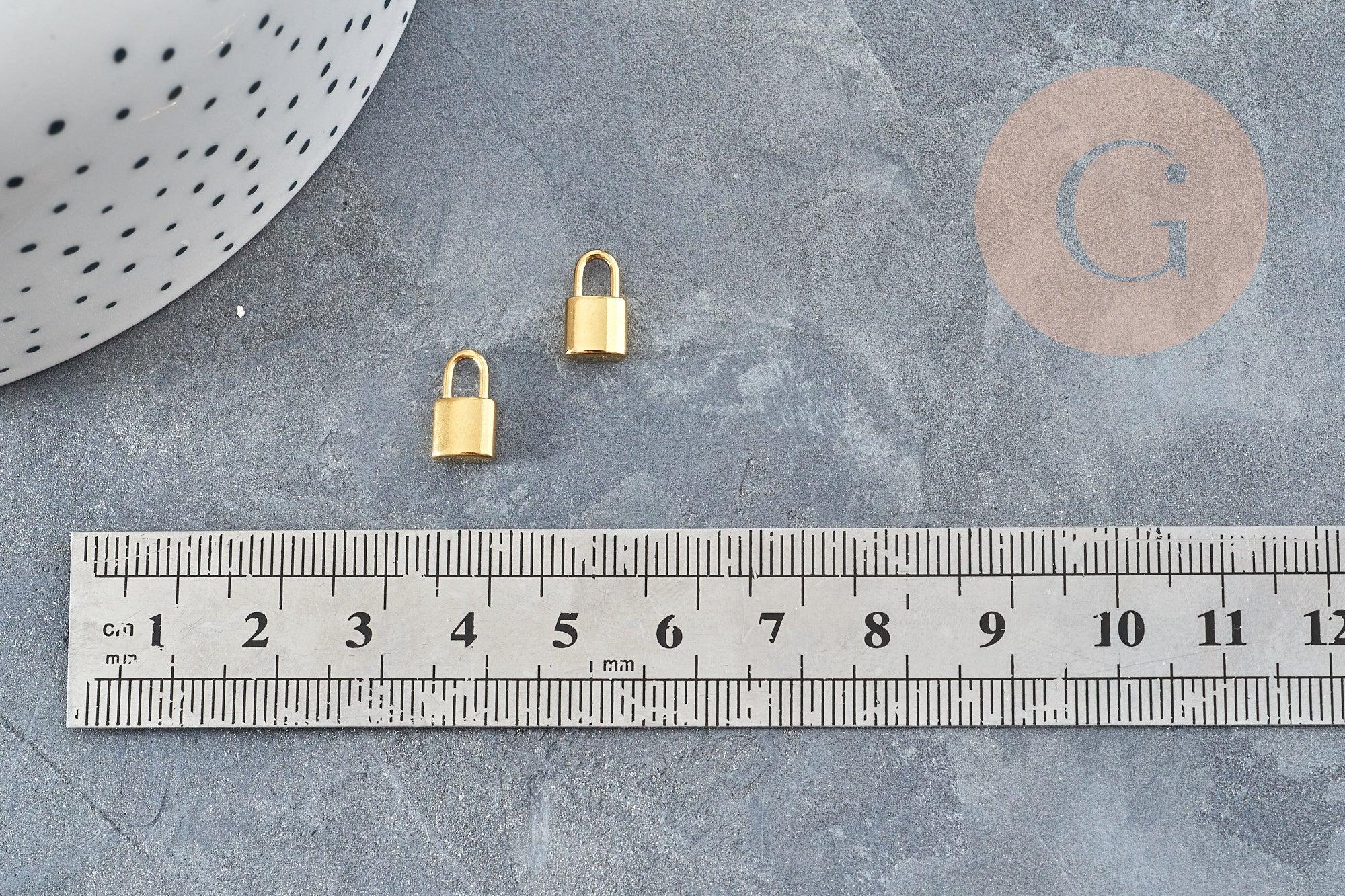 Breloque cadenas en acier 304 inoxydable 11mm,fourniture acier inoxydable pour création bijoux, x2 (G2611)