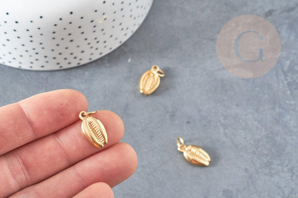 Breloque cauri acier 304 inoxydable doré PVD 18k 18.6mm, x1 (G2875)