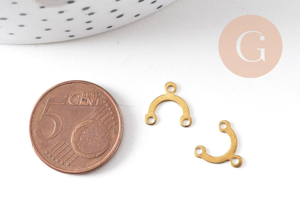 Breloque chandelier 3 trous laiton brut ,pendentif sans nickel,creation bijoux, pendentif laiton,10mm,x 10,G2370