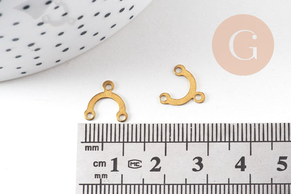 Breloque chandelier 3 trous laiton brut ,pendentif sans nickel,creation bijoux, pendentif laiton,10mm,x 10,G2370