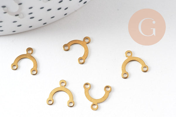 Breloque chandelier 3 trous laiton brut ,pendentif sans nickel,creation bijoux, pendentif laiton,10mm,x 10,G2370