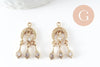 Breloque chandelier laiton doré 18k cristal,sans nickel,création boucles d'oreille zircon,25mm, x1 (G4220)