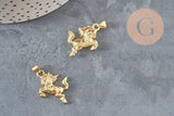 Colgante caballo encabritado dorado 18k 22mm, x1 (G11255)