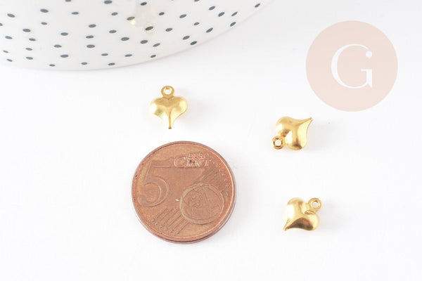 Breloque coeur laiton brut 6mm , pendentif laiton pour création bijoux DIY x50 (7.6gr) G0962