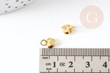 Breloque cœur laiton doré 18k étoile cristal,sans nickel,création bijoux,pendentif amour, Pendentif zircon,7.5mm, x1 G4065