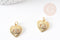 Breloque coeur oeil laiton doré 18k cristal 16.5mm,sans nickel,création bijoux amour, Pendentif zircons blancs, x1 G4265