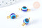 Breloque connecteur rond Oeil résine bleue 17mm, x10 (G6949)