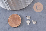 Breloque coquillage acier inoxydable platine 7.5mm, x10 (G4850)