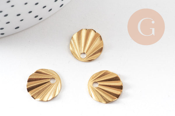 Breloque coquillage laiton, breloques laiton brut ,pendentif bijoux,sans nickel, 13.5mm, x10 G0790