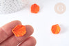 Breloque coquillage orange acrylique effet caoutchouc 20 mm, perles plastique, x5 (G7277)