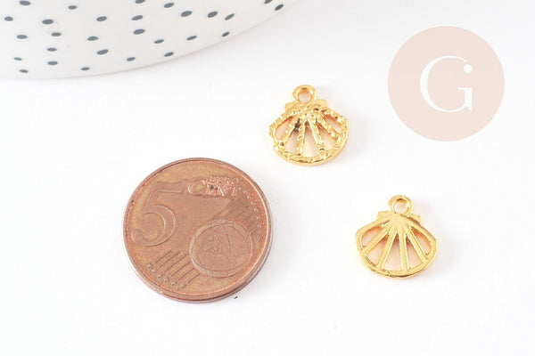 Breloque coquillage zamac doré 12mm, x10 (G4084)