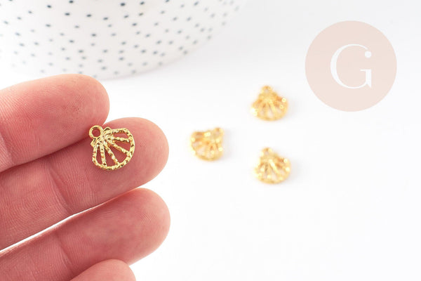 Breloque coquillage zamac doré 12mm, x10 (G4084)