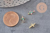 Breloque croix laiton doré 18k cristal 10mm,sans nickelcroix bijoux,pendentif religion, Pendentif zircon, x1 (G0474)