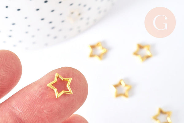 Breloque étoile évidée zamac doré 9mm, x10 (G7127)