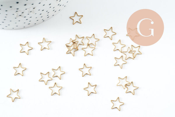 Breloque étoile laiton brut 10mm, creation bijoux pendentif geometrique, x20 (G2977)