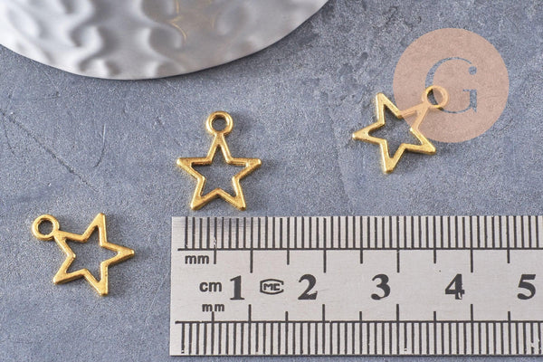 Breloque étoiles évidée zamac doré 14.5mm, x50 (G0496)