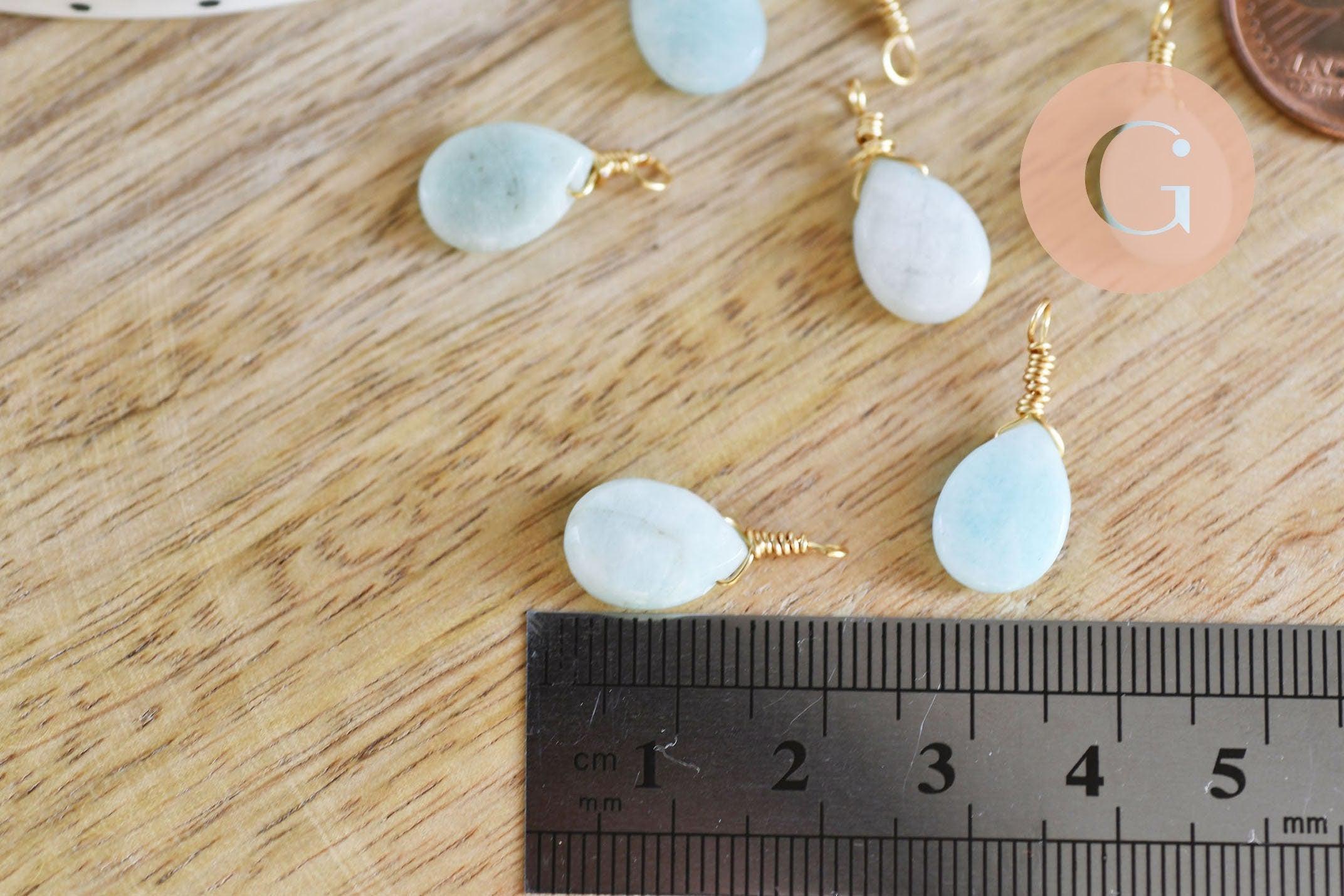 Breloque goutte amazonite naturelle facettes 21mm, x1 (G6235)