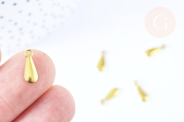 Breloque goutte laiton brut 11mm, fournitures bijoux laiton brut , x 2 (G6470)