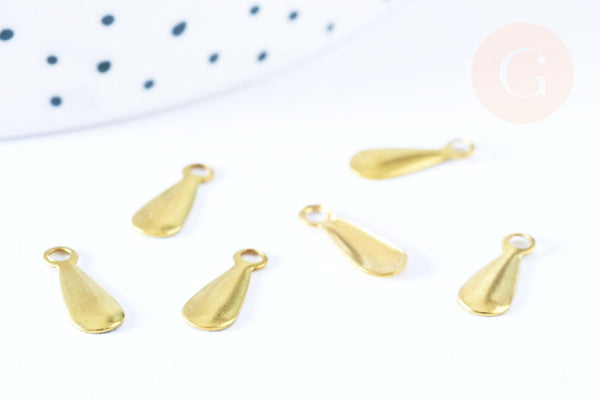 Breloque goutte laiton brut 11mm, fournitures bijoux laiton brut , x 2 (G6470)