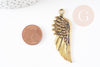 Breloque grande aile zamac doré 56mm,pendentif doré création bijoux x1 G2688