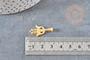 Breloque main fatma acier doré,création bijoux acier inoxydable ,pendentif religion, Pendentif zircon,19.5mm, x1 G3648