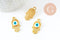 Breloque main fatma oeil laiton doré 18k 20.5mm,pendentif mystique chance pour création bijoux,x1 (G3511)