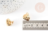 Breloque main poing laiton doré 18k 14mm, Pendentif or pour création de bijoux, x1 (G3565)