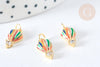 Breloque montgolfière émail multicolore laiton doré et zircon blanc 14mm,création bijoux coloré, x1 G7377