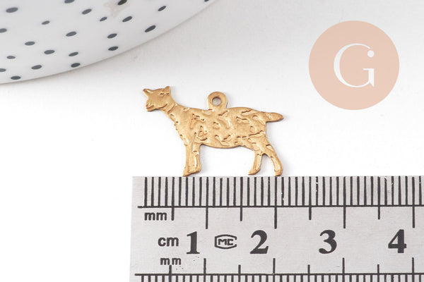 Breloque mouton laiton, breloques laiton brut , breloque bijoux,brebis, 20mm, x5 G4880